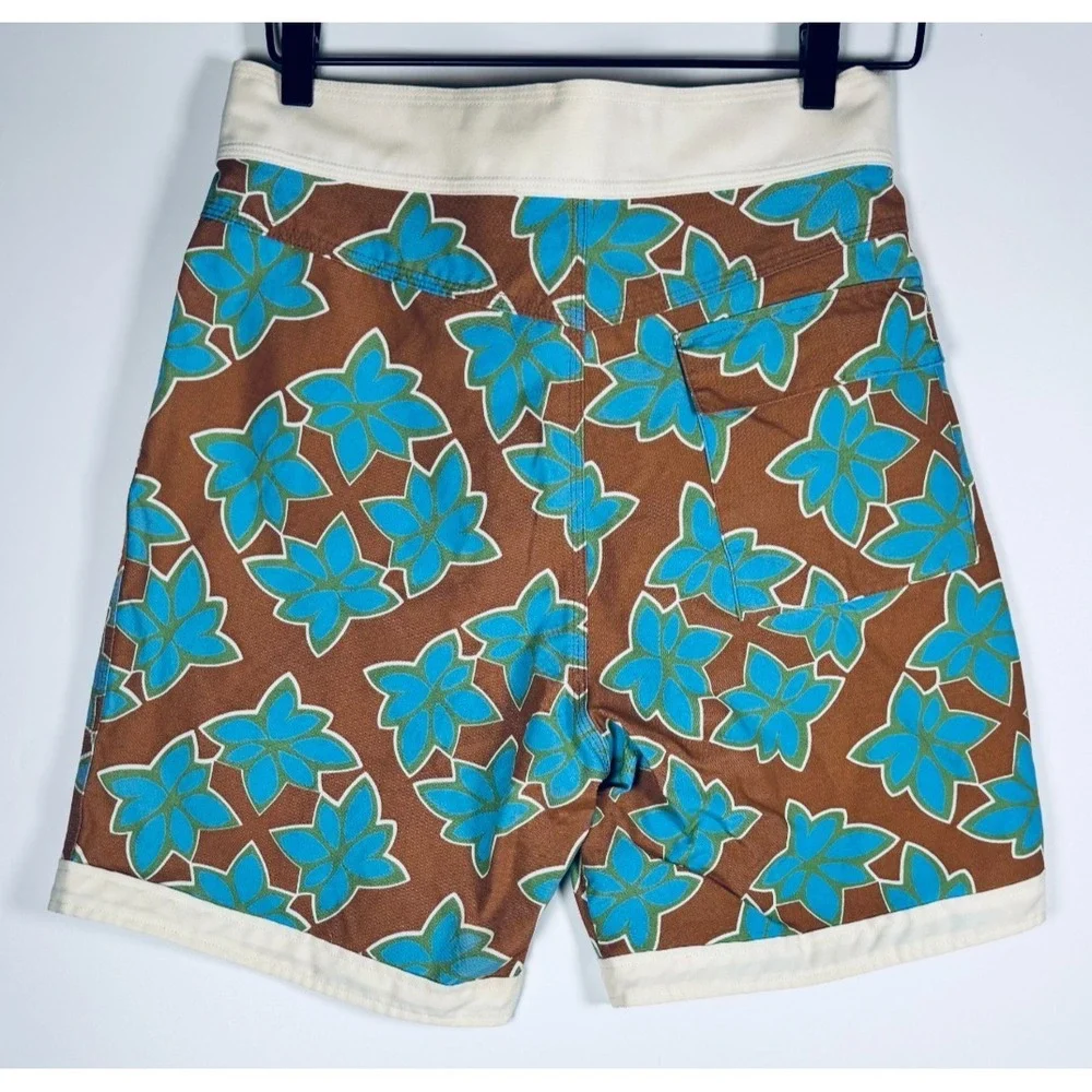 Vintage Duffer Sportswear Swim Board Shorts Mens Large Brown Blue  Surf Retro
